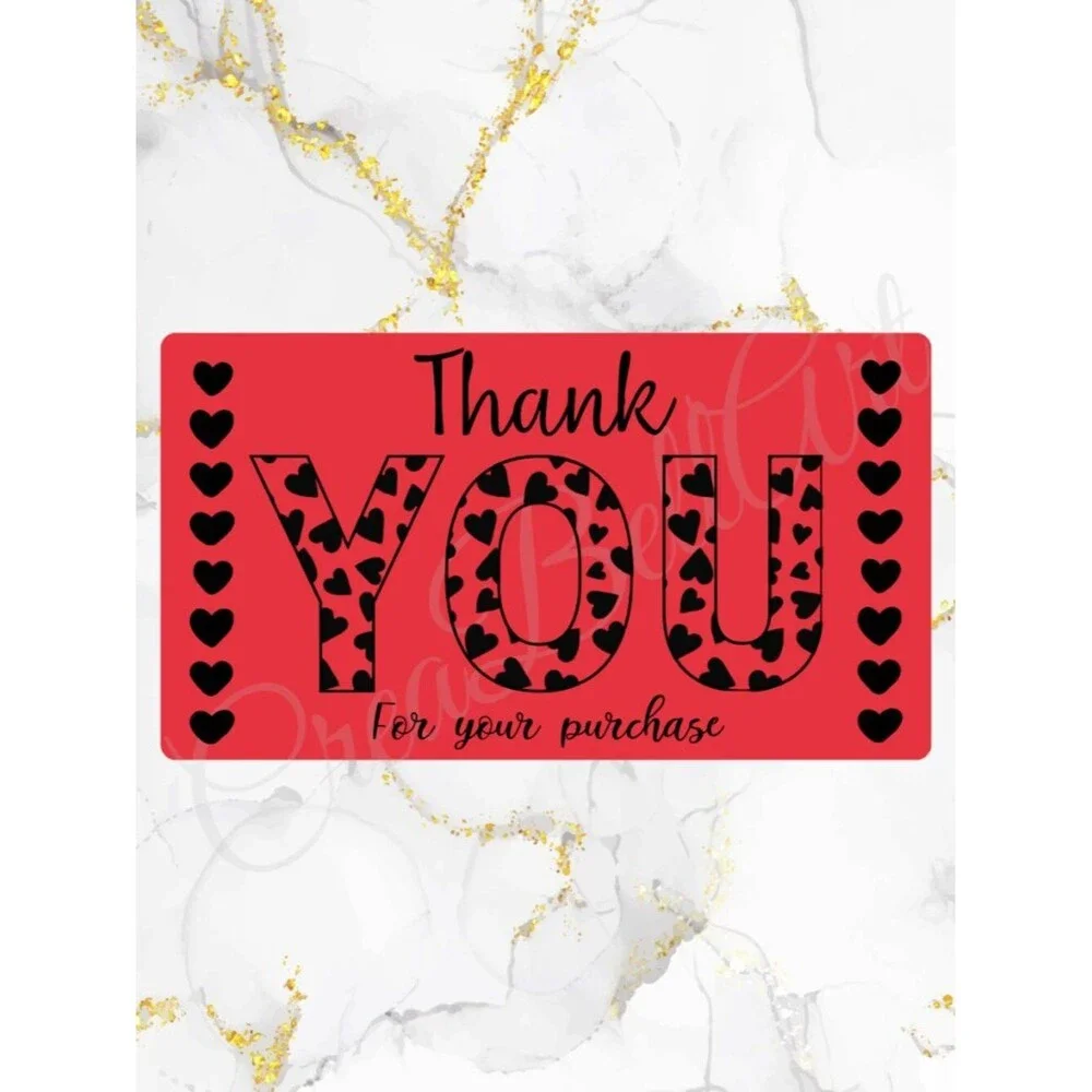 100 Cute Hearts Thank You Stickers for Packaging | Small Business Labels